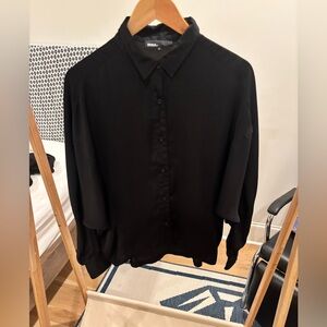 Zoul Black Button-Up Blouse